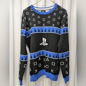 Sony PlayStation Black and Blue Crewneck Sweater